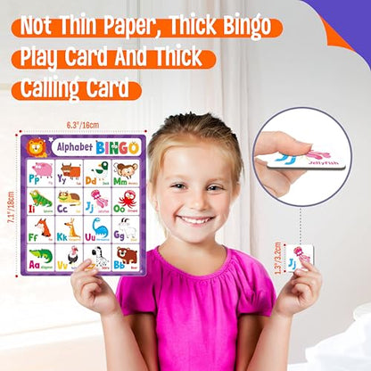 SpriteGru Alphabet Bingo Game, Uppercase/Lowercase/Number Bingo Game ABC and 123 Bingo Board Game for Kindergarten and Preschool Kids 4+, Perfect for Classroom & At Home - style: Uppercase/Lowercase/Number Bingo Game