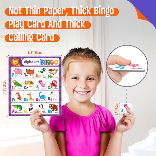 SpriteGru Alphabet Bingo Game, Uppercase/Lowercase/Number Bingo Game ABC and 123 Bingo Board Game for Kindergarten and Preschool Kids 4+, Perfect for Classroom & At Home - style: Uppercase/Lowercase/Number Bingo Game