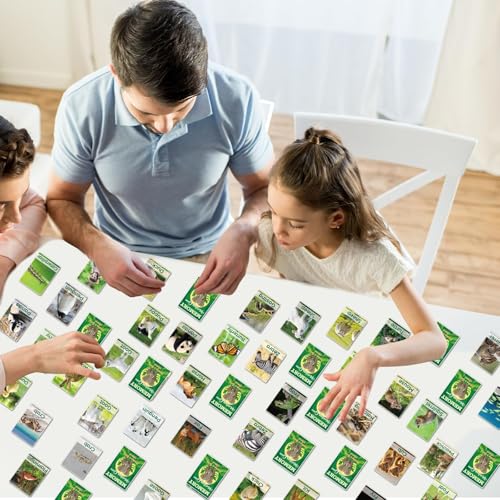 gisgfim 100 PCS Memory Matching Game Adult & Baby Animal Memory Games Educational Matching Game for Kids and Adults A Fun & Fast Animal Memories Games Toddlers Preschool Family Board Gift - style: Adult & Baby Animal