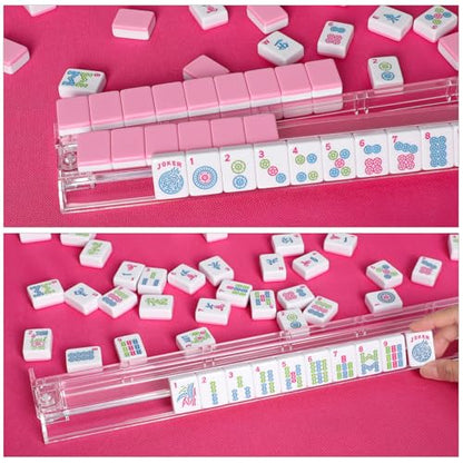 1.2”American Mahjong Tile Set, 166 Mahjong Game Set with Pink Color (Tiles Only, No Racks and Other Accessories) - color: Pink