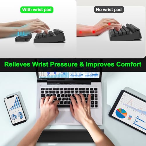 VICHYIE Keyboard Wrist Rest for Tenkeyless Keyboard, with Cleaning Kit | Wrist Pad for Typing Pain Relief, Multi-functional Cleaner Kit for Earbuds, Phones, Desk Accessories for Home&Office (Black)