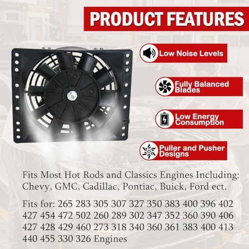 6 Inch Small Slim Push Pull Electric Cooling Fan 650CFM Radiator Oil Cooler Mount Kit Black 2Pcs