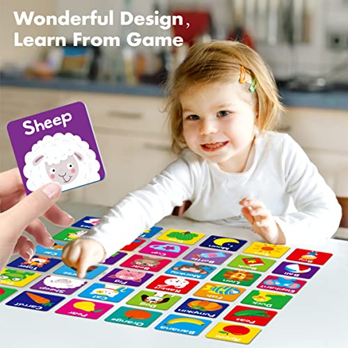 Hebayy Memory Matching Game, 72 PCS First Words Matching Cards for Toddlers 36 Pairs Memory Cards Educational Toys for Preschool 4 5 6 Years Old - style: First Words