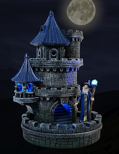 Forged Dice Co. Wizard's Castle Dice Tower - Hand Painted - Fits Dungeons and Dragons Dice - Blue - color: Blue Wizard