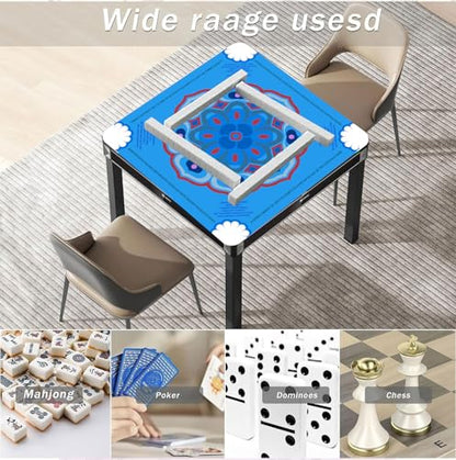 Waterproof Surface Mahjong Mat - Non-Slip Noise Reduction Gaming Mat 32.4x32.4 Inch for Mahjong/Poker/Board Games/Card Games/Dominoes (Bluish Violet)