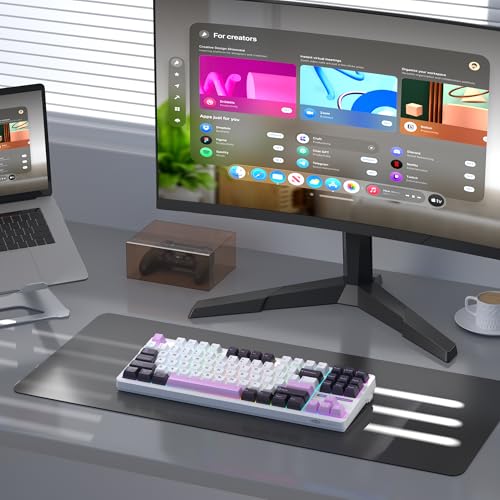 MageGee LIGHT87 Wired Creamy Keyboard, 80% Gasket Hot Swappable RGB Backlit Gaming Mechanical Keyboards with 6-Layer Sound Dampening,PBT Keycaps NKRO for Win/Mac, Purple - color: Purple Jade