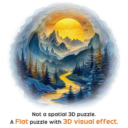 1000 Piece Puzzles for Adults, 26.6 * 26.6 in Sunrise in the Woods Puzzle | 1000 Pieces Flat Puzzles with 3D Visual Effect When Completed, Adult Puzzle Games - color: Sunrise in the Woods