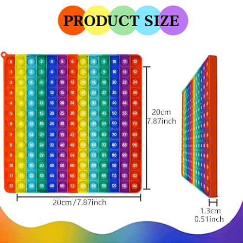 Yadishen Multiplication Table Fidget Rainbow Multiplication Game Flash Card 12x12 Math Toy Learning Board Number Table Fidget Learning Game Toy Relieve Stress and Create Various Math Operations - size: 20cm Vertical Stripe Rainbow