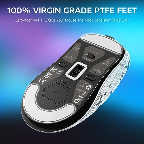 ATTACK SHARK X3 Lightweight Wireless Gaming Mouse, 49g Tri-Mode Bluetooth/2.4G/USB-C Wired Mouse, PAW3395 26K DPI Sensor, 200h Battery Life, Programmable Buttons, Griptape for PC/Laptop/Mac - color: White & Griptape