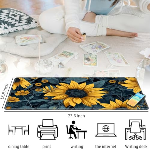 Sunflower Yellow Flowers for MTG & TCG Playmat Mouse Pad,BFDHGQZC 24" x 14" Game Mat for MTG/RPG/CCG Trading Card Game Playmats Table Mat Perfect for Card Games Video Games Computer Office - color: Sunflower Yellow Flowers