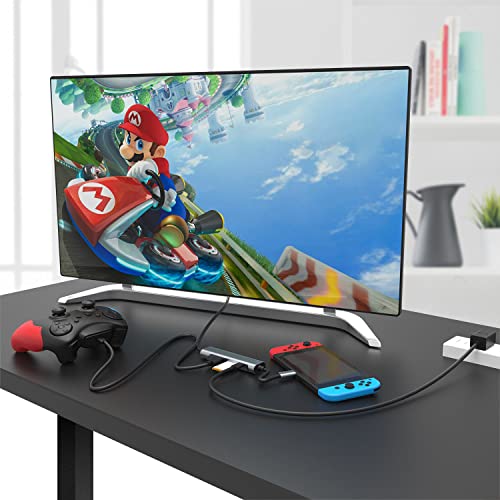 RREAKA 닌텐도 스위치 2/1 / OLED용 스위치 도크, 4K HDMI, USB 3.0 포트, 타입 C 100W 충전, 휴대용 미니 스위치 도킹 스테이션이 있는 4 in 1 스위치 TV 어댑터 - color: 실버