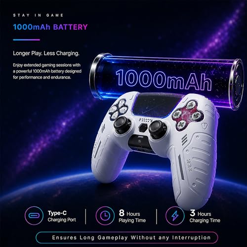 BEllTAYN Wireless Controller for PS5 with 3D Hall Effect Joysticks, Bluetooth 5.0 Connectivity, Dual Vibration, 6-Axis Motion Control, Design for Smooth and Comfortable Gaming Compatible with PS5 and Windows PC (Galaxy White) - color: Galaxy White