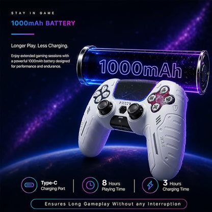 BEllTAYN Wireless Controller for PS5 with 3D Hall Effect Joysticks, Bluetooth 5.0 Connectivity, Dual Vibration, 6-Axis Motion Control, Design for Smooth and Comfortable Gaming Compatible with PS5 and Windows PC (Galaxy White) - color: Galaxy White