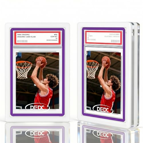 DEDC 2-Pack Graded Card Acrylic Display Case for Slab Guard 99.6% UVR & 99.8% Clarity 3.2cm Thick Magnetic Standing Independently Display Box for Sport & TCG Trading Card White Frame with 1 Cloth - color: White, size: Fit for PSA Slab Guard
