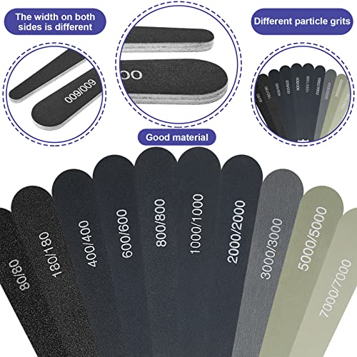 Honoson 20 Pcs Sanding Sticks for Plastic Models 3D Print Polishing Sticks Assorted Metal and Wood Sanding Tools Accessory for Model Craft Amateur Beginner(Low Grits Rating,Water Drop Style) - style: Water Drop Style