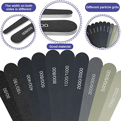 Honoson 20 Pcs Sanding Sticks for Plastic Models 3D Print Polishing Sticks Assorted Metal and Wood Sanding Tools Accessory for Model Craft Amateur Beginner(Low Grits Rating,Water Drop Style) - style: Water Drop Style