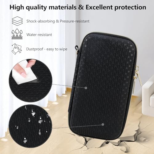 Supmay Hard Carrying Case Compatible with Nintendo DS Lite NDSL, Gameboy Advance Games Storage Holder Travel Bag with Mesh Pocket for USB Charging Cable, Stylus, Earphones, Game Cartridge, Black - color: Black Star
