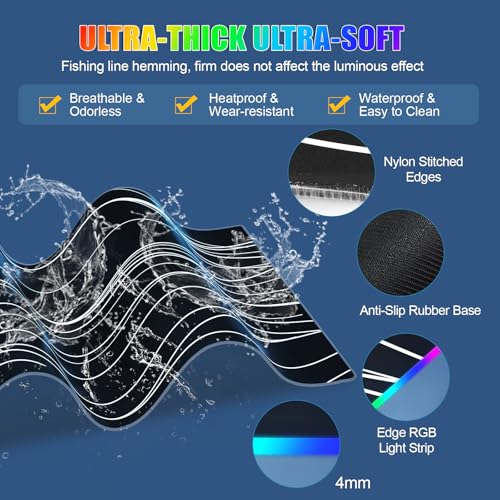 RGB Mouse Pad with Foldable Phone Stand Wireless Charger, 31.5"x11.8" XL Gaming Mousepad Large Desk Mat, Desk Pad with 11 Colors 5 Modes, Waterproof - color: Black Touch Control Stand XL Line