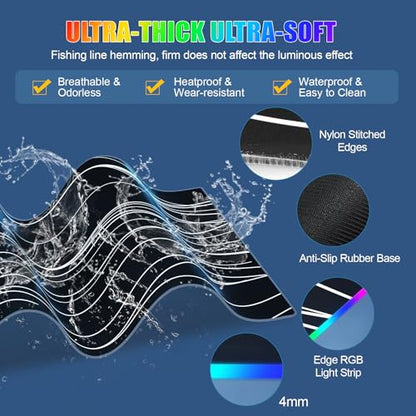 RGB Mouse Pad with Foldable Phone Stand Wireless Charger, 31.5"x11.8" XL Gaming Mousepad Large Desk Mat, Desk Pad with 11 Colors 5 Modes, Waterproof - color: Black Touch Control Stand XL Line