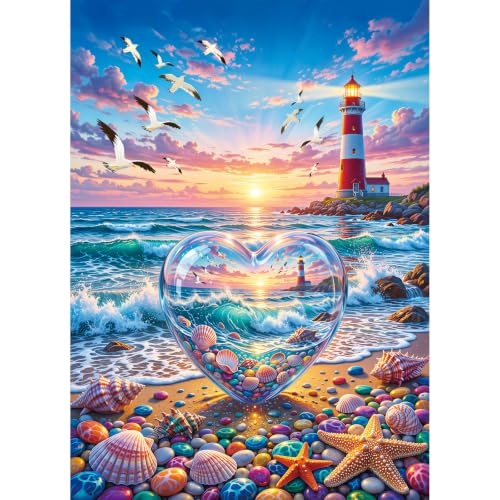 Love Pebbles Beach Puzzles for Adults 1000 Pieces | 1:1 HD Poster,Letter Markings on Back,Matte Oil,High Bite Force - color: Love Pebbles Beach