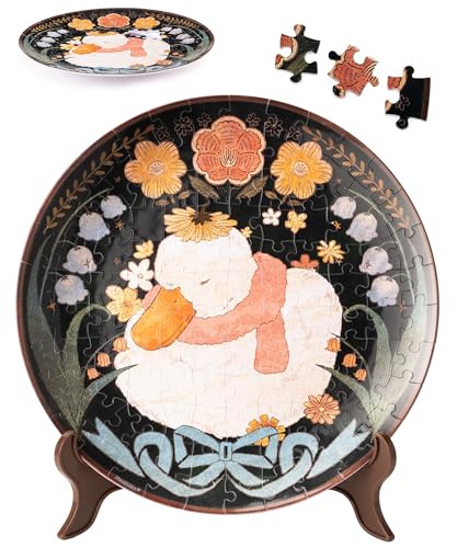 PieceRelax 3D Puzzle Plate 124 Pieces - Dreaming in Night Garden – Jigsaw Puzzle for Adults, Decorative Plate with Durable Plastic Pieces, Ideal Gift for Home or Office Décor [PL1020] - color: Dreaming in Night Garden