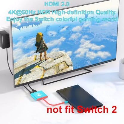 Switch TV Dock, Portable TV Dock Station for Switch/Steam Deck/ROG Ally/Legion GO, 3-in-1 Switch Travel Dock with HDMI 4K@60Hz, USB 3.0 and 100W Charge PD Port (Not Fit Switch 2)