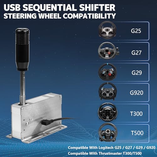 YESHMA USB Sequential Shifter For PC Windows Sequential Shifter Sim Racing Compatible With Logitech G25 G27 G29 G920 T300 T500 Sim Racing Wheel