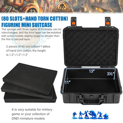 Miniature Storage Figure Hard Shell Case, 80-108 Slots DND Minis Carry | Figurine Hard Case Compatible with D&D DND Minis and More, with 3 Customizable Foam Layer, Water-resistant - style: 80-108 Slots