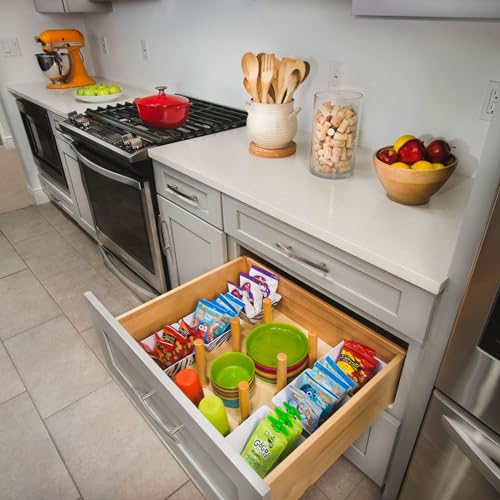 Rev-A-Shelf Trimmable Pegboard Drawer Divider Organizer, Trim to Custom Fit Wooden Kitchen Cabinet Storage Utensil, Pots & Dish Rack, 24" x 21", 4DPS-2421 - size: 24" W x 21" D