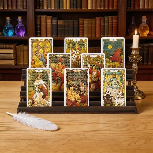 UNICRAFTALE 3-Tier Board Games Card Holder Dark Brown Games Cards Playing Holder Cards Display Riser Stands Composite Board Game Card Holders for All Boards Game 11.4x3.9x2.8 Inch