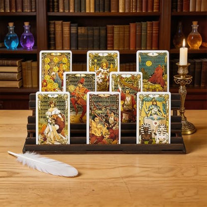UNICRAFTALE 3-Tier Board Games Card Holder Dark Brown Games Cards Playing Holder Cards Display Riser Stands Composite Board Game Card Holders for All Boards Game 11.4x3.9x2.8 Inch