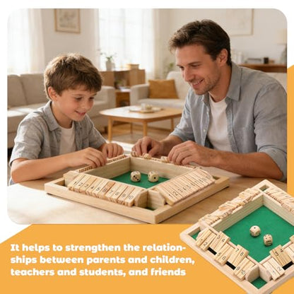 Shut the Box Game, 8.74in 2dice for 1-4 Players Educational Math Game | Family Games for Kids and Adults Classic, 10 Tiles, Wood-tone Wooden Board Games for Stem Learning, Travel, Gatherings - size: 8.74 * 8.74 * 1.38in