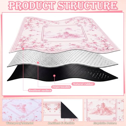 Thenshop Mahjong Mat Thickened Anti-Slip Game Mat with Drawstring Carrying Bag, 31.5" x 31.5" Waterproof Noise-reducing Table Cover for Mahjong, Poker, Card Games, Dominoes(Chinese Style) - style: Chinese Style