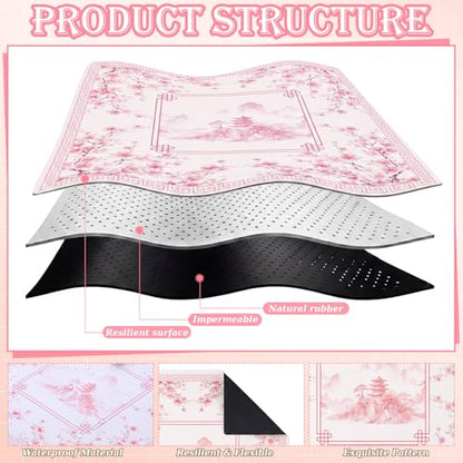 Thenshop Mahjong Mat Thickened Anti-Slip Game Mat with Drawstring Carrying Bag, 31.5" x 31.5" Waterproof Noise-reducing Table Cover for Mahjong, Poker, Card Games, Dominoes(Chinese Style) - style: Chinese Style