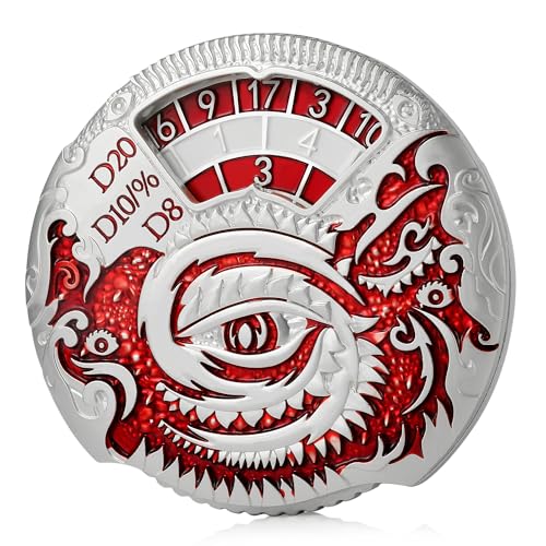 DND Spinner Metal Dice Set DNDND 7-in-1 Spinner D&D Dice Set with Luxurious Gift Box for Dungeons and Dragon and Tabletop Game (Silver with Red) - color: Dragon Silver Red