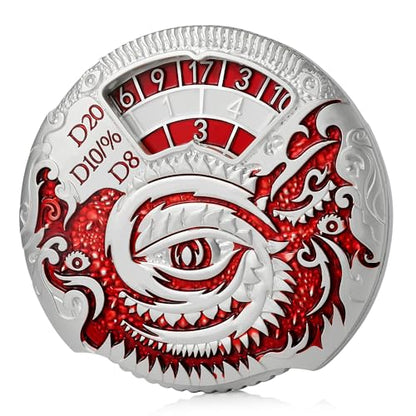 DND Spinner Metal Dice Set DNDND 7-in-1 Spinner D&D Dice Set with Luxurious Gift Box for Dungeons and Dragon and Tabletop Game (Silver with Red) - color: Dragon Silver Red