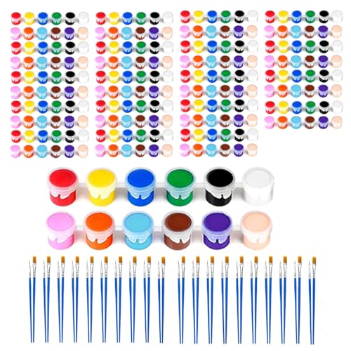 20 Pack Mini Acrylic Paint Set, 12 Colors Washable Paint Strips for Kids & Adults - Includes 40 Brushes (20 Flat + 20 Pointed), 280 PCS kids Paint Kits for Easter Eggs, Birthday, Classroom Party - size: 1 Count (Pack of 20)