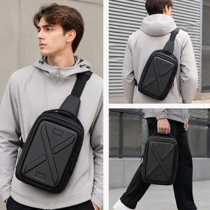 Camera Hard Shell Case Crossbody Camera Sling Bag Small Waterproof Photography Bag for Mirrorless and DSLR Cameras - color: Black