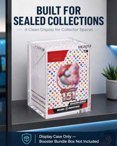 2-Pack Booster Bundle Acrylic Case, Standard 6-Pack, Not for New Tall Boxes | 5mm Acrylic, Magnetic lid, UV and dust resistant, Not for Perfect Order, Ascended Heroes, Chaos Rising or future tall boxes - size: (2-Pack)Booster Bundle Case