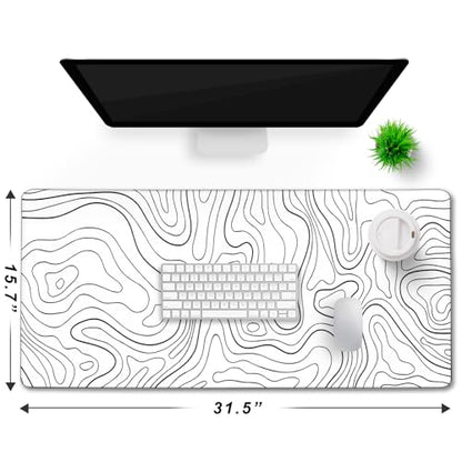 Large Mouse Pad Big Desk Mat Large Office Desk Pad, Black Line | Durable Extended Mouse Mat 31.5"x15.7" Computer Mousepad with Non-Slip Rubber Base Stitched Edge - color: Black Lines, size: 31.5" x 15.7"