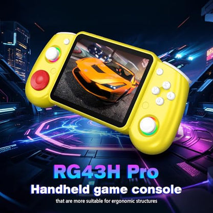 RG43H Pro Retro Handheld Game Console, 4.3 Inch Retro Gaming Console with 4000mAh Battery, RK3562 Opensource Hand Held Games Console, EmuELEC&RGBOX Dual Systems Video Console, HDMI TV Output, Yellow - color: Yellow
