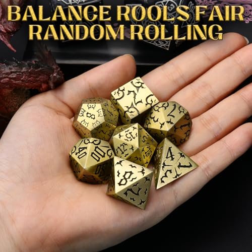 ZHOORQI Metal DND Dice 7Pcs Bat Design Polyhedral Die Set(BF-Bronze) | Sharp Edge D and D Dice for Dungeons and Dragons DM RPGs Gift Gaming Collection - color: Bat-bronze