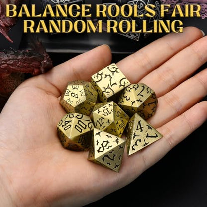ZHOORQI Metal DND Dice 7Pcs Bat Design Polyhedral Die Set(BF-Bronze) | Sharp Edge D and D Dice for Dungeons and Dragons DM RPGs Gift Gaming Collection - color: Bat-bronze