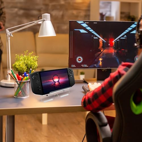 Acrylic Stand Base Compatible with Lenovo Legion GO Console | Anti-Slip Holder Desktop Playstand for 2023 Legion GO Gaming Handheld PC, Easy Charging Design, Clear Stand Only