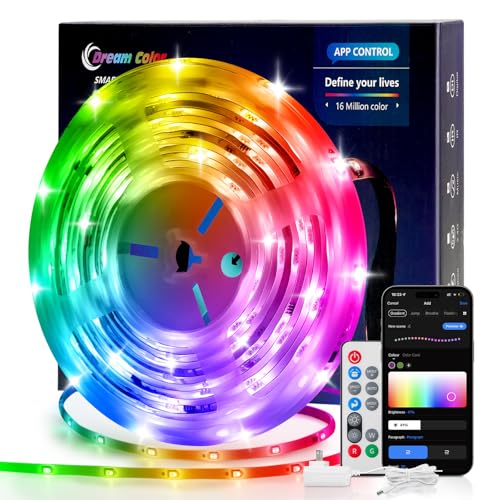 LED Lights for Bedroom 16.4ft, Smart RGB+IC LED Strip Lights with App/Remote Control, Music Sync Color Changing Flexible LED Lights with 64 Scene Modes for Party, Home, Christmas, Halloween Decor - size: 16.4FT