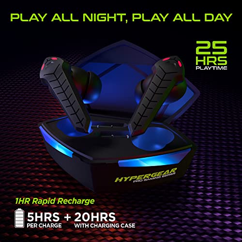 HyperGear CobraStrike True Wireless Gaming Earbuds - Wireless Bluetooth Gaming Earbuds with Mic Noise Cancelling, 60ms Low Latency, 3D Positional Audio in-Ear VR Headphones for PC, Console & Mobile