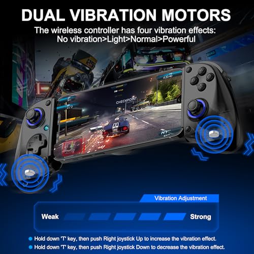 Phone Controller for iPhone, iPad, Android Phone, Tablet, PC, Switch 2, Mobile Game Controller with Hall Trigger, Turbo, Programming, Vibration, Wireless Handheld Gamepad Play Streaming, Cloud Gaming - color: Black