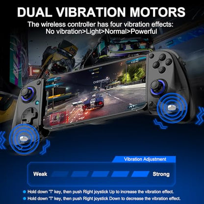 Phone Controller for iPhone, iPad, Android Phone, Tablet, PC, Switch 2, Mobile Game Controller with Hall Trigger, Turbo, Programming, Vibration, Wireless Handheld Gamepad Play Streaming, Cloud Gaming - color: Black