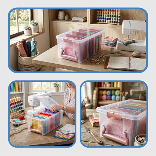 ArtBin Semi Satchel 휴대용 공예 정리함, 칸막이 3개 포함 - 미술 및 공예 용품을 위한 투명 플라스틱 보관 케이스 | 탈착식 칸막이 3개, 39.9 x 20.3 x 16.2cm(15.2 x 8 x 6.2인치), 안전한 걸쇠, 운반 손잡이, 투명하고 내구성 - color: 로즈 골드., size: Pack of 1