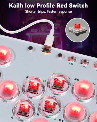 Sehawei Haute42 Arcade Stick 13Keys All-Button Gamerfinger for PC/Ps3/Ps4/Switch/Steam Game Keyboard-Supports Hot Swap & SOCD (White) - color: White